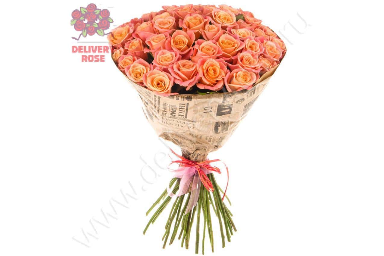 Розовый фламинго - 51 роза 60 см