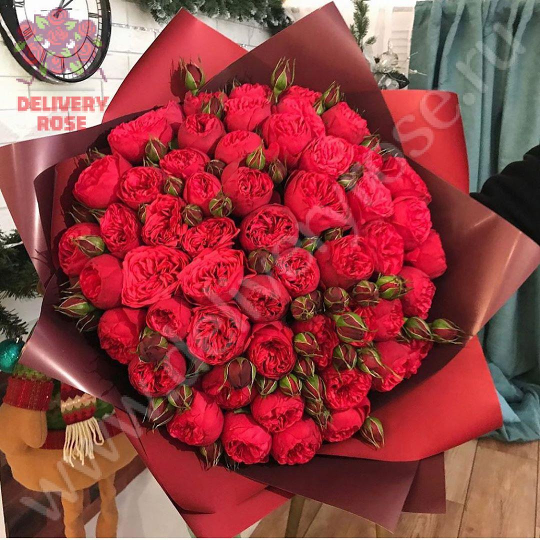 Пионовидные кустовые розы 51 шт